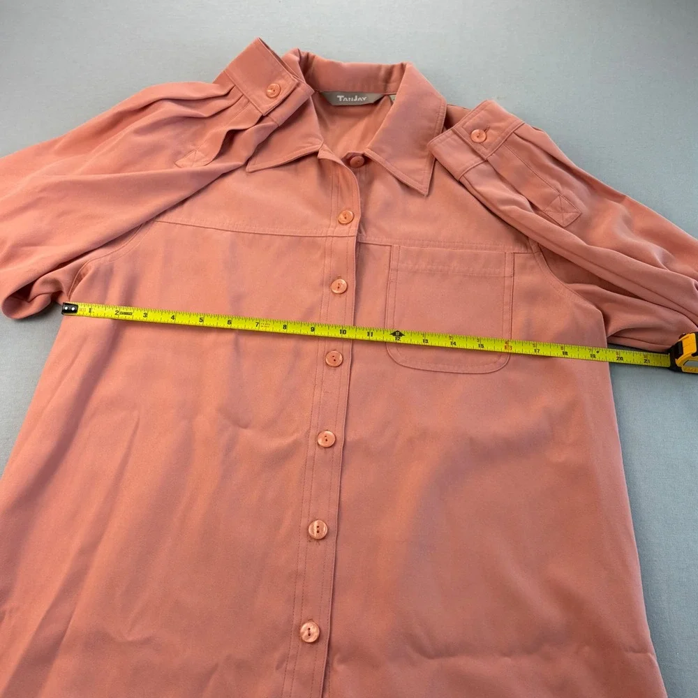 Tanjay Peachy Button Up Long Sleeve Shirt Size‎ 12 Soft Classic Minimalist Top